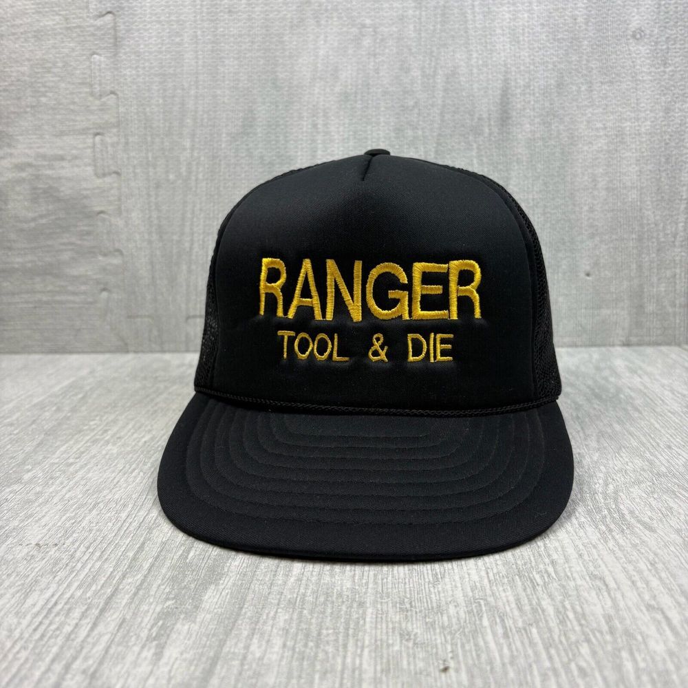 Ranger Tool & Die Hat Cap Snap Back Black Company Logo Rope Embroidered
